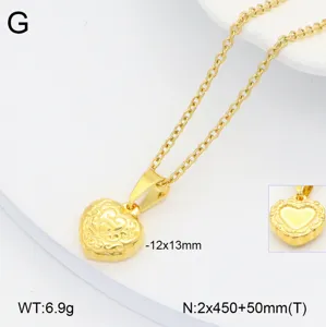 Collier avec pendentif cœur en acier inoxydable, élégant bijou doré pour femme au quotidien.
