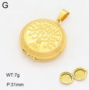Détail pendentif médaillon doré, design motif d'arbre, boîte à photo ouvrable bijou accessoire.