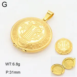 Gouden ronde medaillon hanger Sint Benedictus medaille openbare ketting sieraden