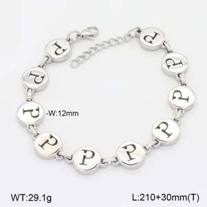 Bracelet en acier inoxydable avec lettre P, bijou de chaîne initiale argenté minimaliste.