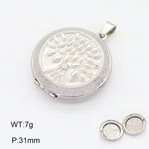 Pendentif médaillon argenté avec motif arbre de vie en relief, diamètre 31mm, poids 7g.