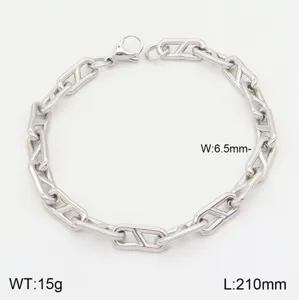 Gros plan détaillé sur le bracelet chaîne géométrique en acier inoxydable avec ses dimensions.