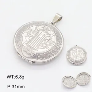 Pendentif médaillon Saint Benoît rond, collier bijou en métal vintage ouvrable accessoire.
