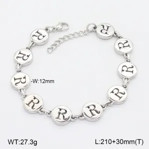 Bracelet de charme rond lettre R en acier inoxydable bijoux de mode minimaliste vue détaillée