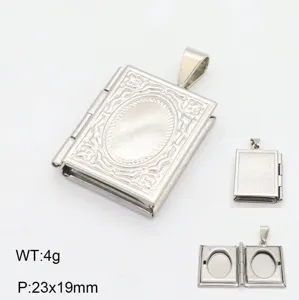 Pendentif médaillon livre en argent vintage, design de cadre photo ouvrable, bijou tendance.