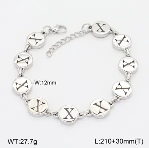 Bracelet lettre X en acier inoxydable, pendentif rond ajouré minimaliste, bijou mode.