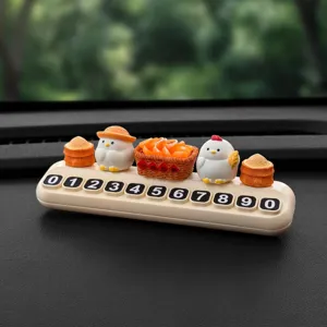 Carino Cartone Animato Pollo Resina Auto Parcheggio Temporaneo Carta Targa Cruscotto Auto Interno Decorazione Ornamento Regalo Divertente