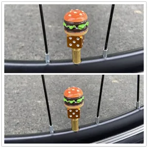 Capuchon de valve de pneu de vélo hamburger dés créatif housse décorative vue détaillée