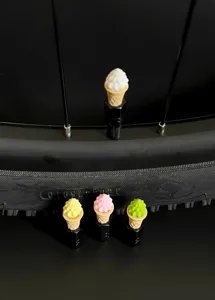 Cute ice cream cone bicycle tire valve caps, universal decorative dust covers for bikes.