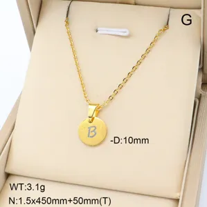 Collier avec pendentif lettre initiale en acier inoxydable couleur or bijoux femme chic