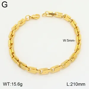 Bracelet grosse chaine plaque or 18K en acier titane pour homme femme bijoux mode