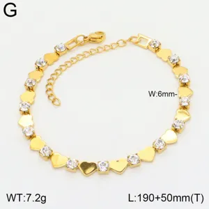 Bracelet en acier inoxydable plaqué or 18K cœur zircon scintillant bijoux femme