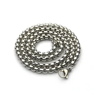 Vintage Hip Hop Acier Titane Chaîne de Perles Carrées Hommes Femmes Chaîne Grain de Riz Multilames Bijoux Cadeau