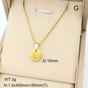 Collier avec pendentif lettre initiale L minimaliste en acier inoxydable pour femmes.