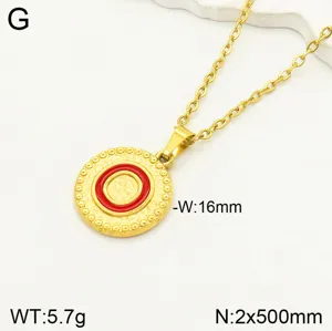 Collier pendentif rond en acier inoxydable minimaliste avec huile rouge pour femmes.