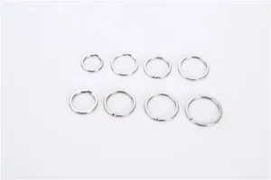 Stainless steel key rings set, durable metal split rings in multiple assorted sizes for daily use.