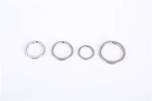 Stainless steel split rings, multi-size key rings hardware details display close up.
