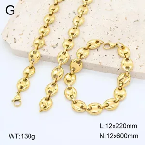 Collier Bracelet Grains de Café en Acier Inoxydable Plaqué Or 18K Bijoux Tendance