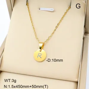 Collier pendentif lettre initiale R en acier inoxydable doré pour femme bijou élégant
