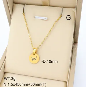 Collier pendentif lettre W en or en acier inoxydable minimaliste bijoux de mode pour femmes