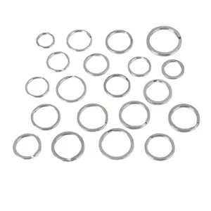 Stainless steel split key rings in multi sizes, durable metal circles for organization.