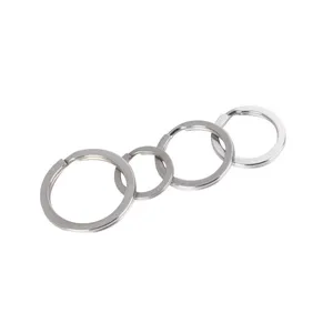 Stainless steel key rings set, durable polished metal split rings for keys and crafts.