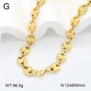 Collier chaîne grains de café en acier inoxydable plaqué or 18k, bijou de luxe lourd.