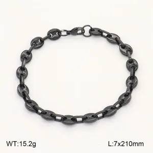 Bracelet chaîne grains de café en acier inoxydable, plaqué noir, style moderne quotidien.