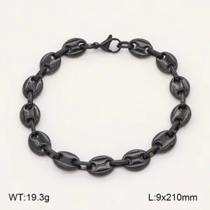 Bracelet chaîne grains de café en acier inoxydable noir, bijou élégant en acier titane.