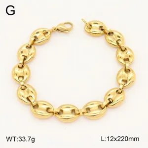 Bracelet de chaine de grains de cafe en acier inoxydable bijoux dores 12x220mm
