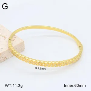 Bracelet jonc ouvert en acier inoxydable doré cristal vue détaillée spécifications