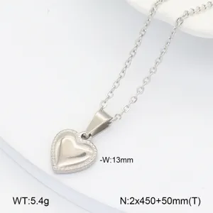 Vue détaillée de collier pendentif cœur argenté, bijou chaîne clavicule en acier titane.