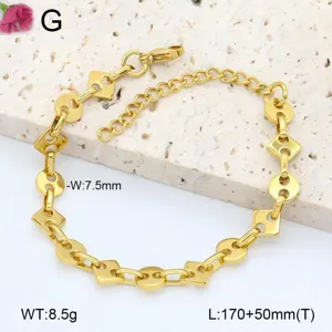 Bracelet à maillons géométriques plaqué or en acier inoxydable avec chaîne réglable.