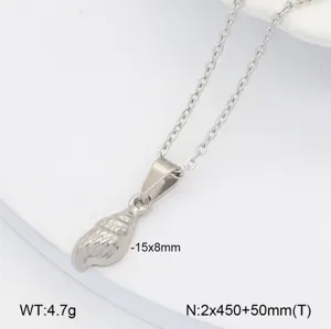 Collier pendentif conque en acier titane argenté, bijoux élégants style océan pour femmes.