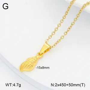 Collier pendentif coquillage en acier titane plaqué or chaîne clavicule pour femme