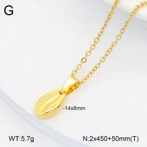 Collier pendentif coquillage en acier titane doré, style européen bijou chaîne clavicule détail.