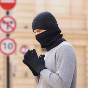 Unisex Χειμερινό Ζεστό Πλεκτό Σκούφο Καπέλο Κασκόλ Και Γάντια Σετ Ακρυλικό Μονόχρωμο Αντιανεμικό Casual Αξεσουάρ