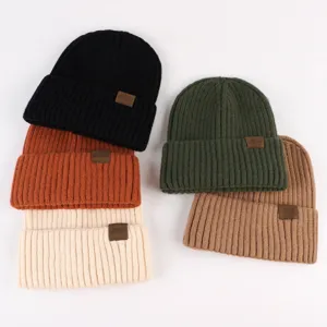 Gebreide muts winter warme muts casual effen kleur stijlvol hoofddeksel voor vrouwen.