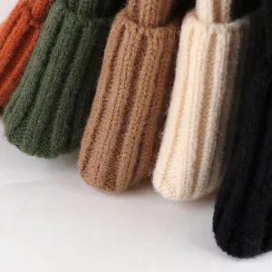 Gezellige geribbelde gebreide muts herfst winter warme effen kleur casual dagelijks