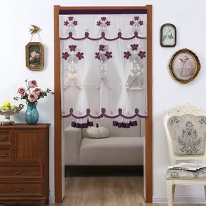 Cortina de puerta de encaje de doble capa cortina divisoria bordada para el hogar