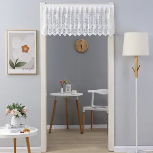 White lace short curtain in a cozy room scene, perfect for door partition and home decor.
