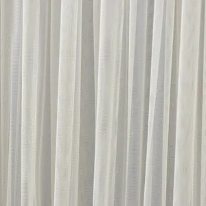 White sheer mesh curtain fabric detail, lightweight breathable window door drape texture.