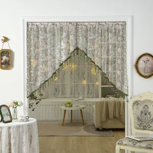 French vintage lace door curtain short partition embroidered curtain hallway bedroom decor