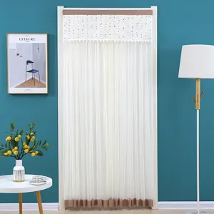 Rideau de Porte en Tissu de Dentelle Double Couche Anti-Moustique Ombrage Partition Style Nordique