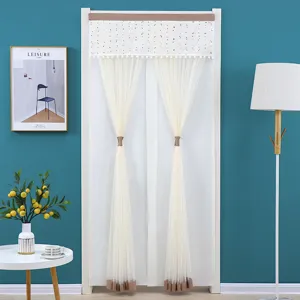 Double rideau de porte en dentelle sans perforage panneau transparent de séparation