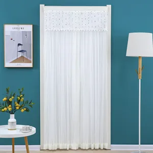 Rideau de porte en dentelle blanche, voilage occultant pour séparateur de pièce et décor.