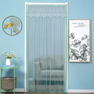 Green lace door curtain sheer partition for bedroom living room home decor 35x78 inch