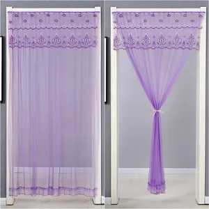 Lace Door Curtain Anti-Mosquito Mesh Partition Curtain Floral Embroidery Modern Minimalist For Bedroom Living Room