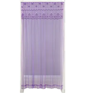 Purple lace door curtain partition for bedroom living room summer home decor privacy mesh.