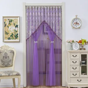 Purple lace door curtain room partition sheer curtain floral lace decor product detail
